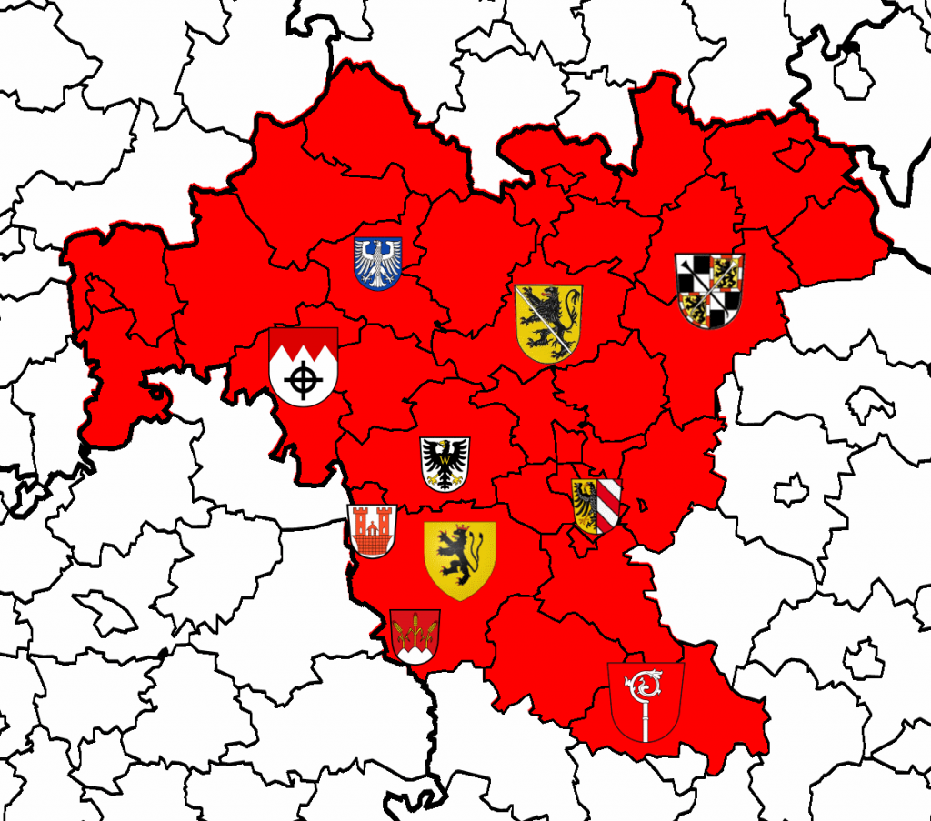 Möglicher Regierungsbezirk Franken im Freistaat Bayern